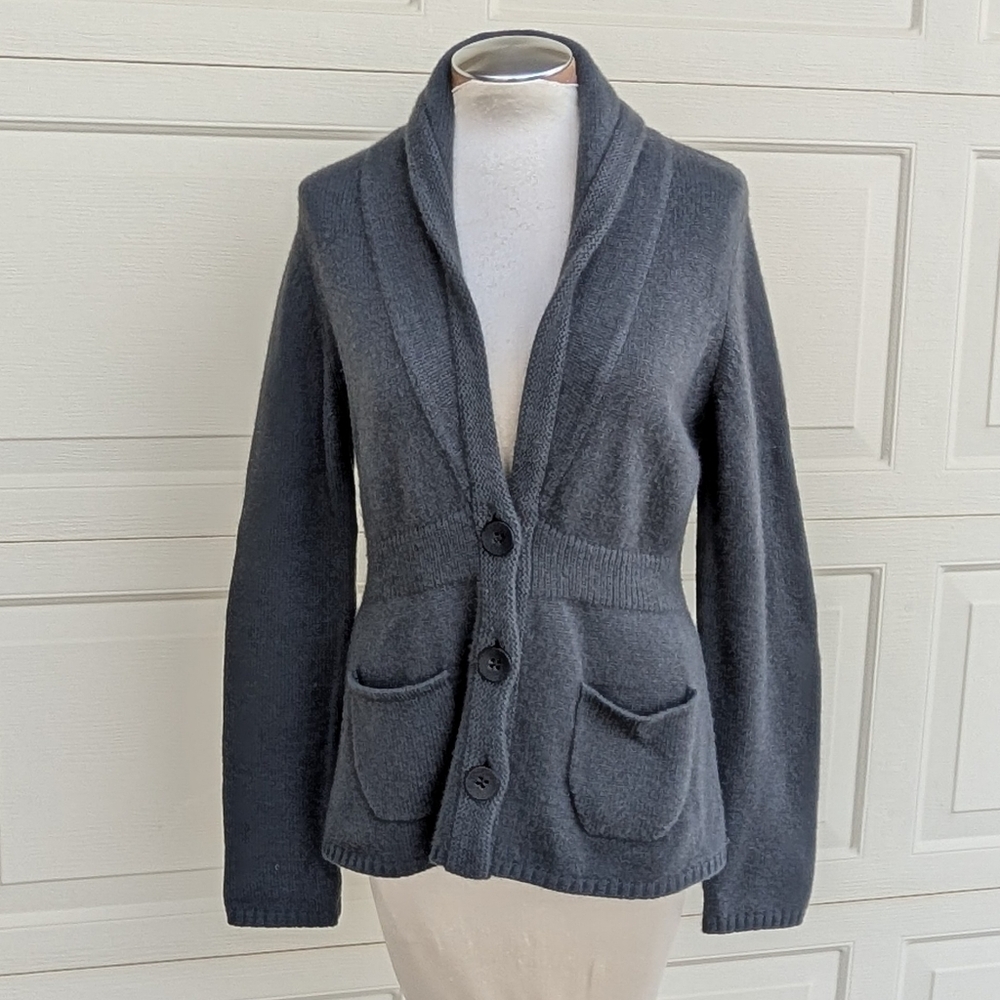 ZOE COUTURE cashmere shawl collar cardigan sweater M L